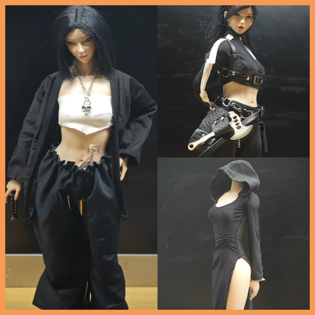 

1/6 сексуальное облегающее платье с боковым разрезом и глубоким вырезом с капюшоном, свободные повседневные белые топы без бретелек, женский костюм самурая, комплект для экшн-фигурки 12 дюймов