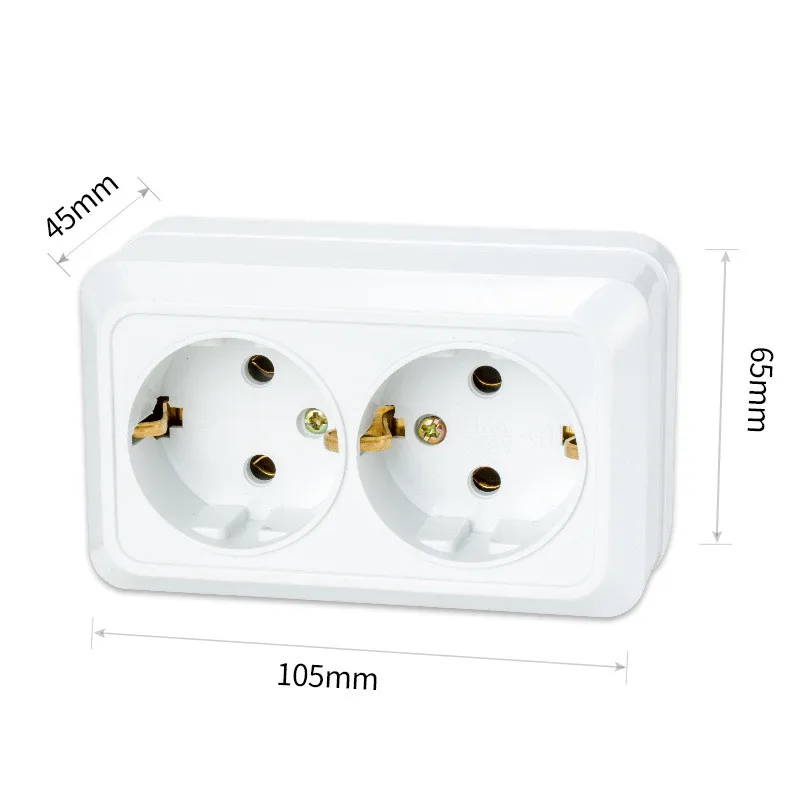 Dual EU Standard Installed Directly European Style Surface Mount Wall Power Socket for EU Russia Ukraine Kazakhstan 16A 250V