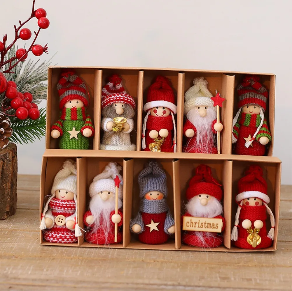 5PCS Christmas Doll Ornaments Fabric Santa Gnome Crafts Hanging Decorations Pendant DIY Home Xmas Tree Decor Craft Accessories
