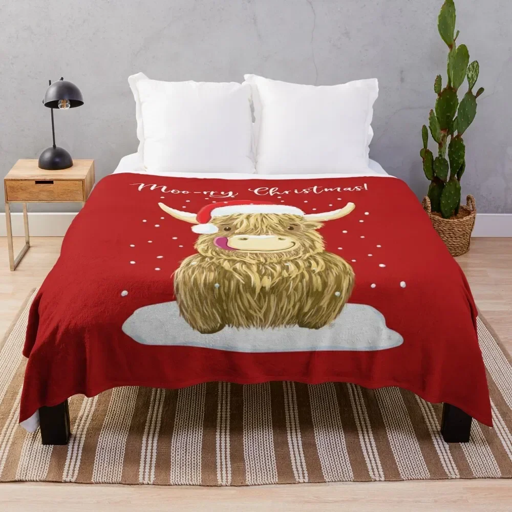 

Scottish Highland Cow, Moo-rry Christmas Wee Hamish Throw Blanket halloween Decorative Beds Soft Plaid Polar Blankets