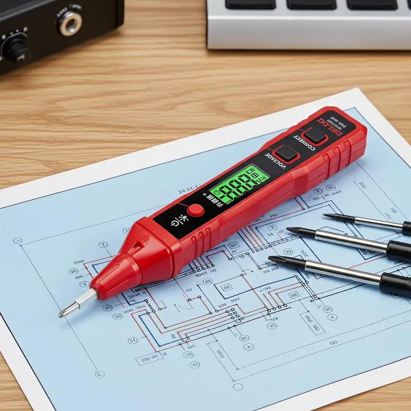 1Pcs Voltage Tester Pen 12-400V AC NCV Detector With LCD Display Flashlight & Screwdriver Bits Live Neutral Wire