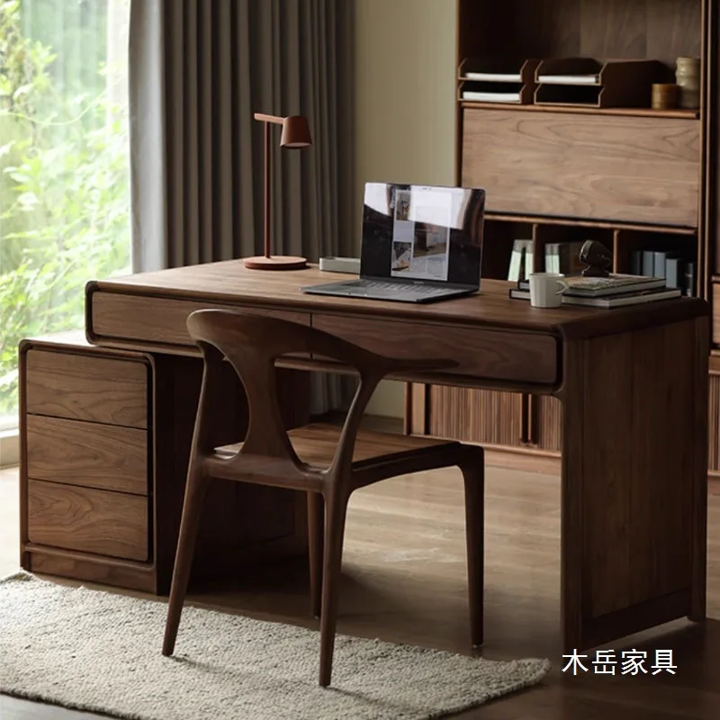 

Customizable North American Retractable Corner Desk Simple Solid Wood Office Computer Workbench