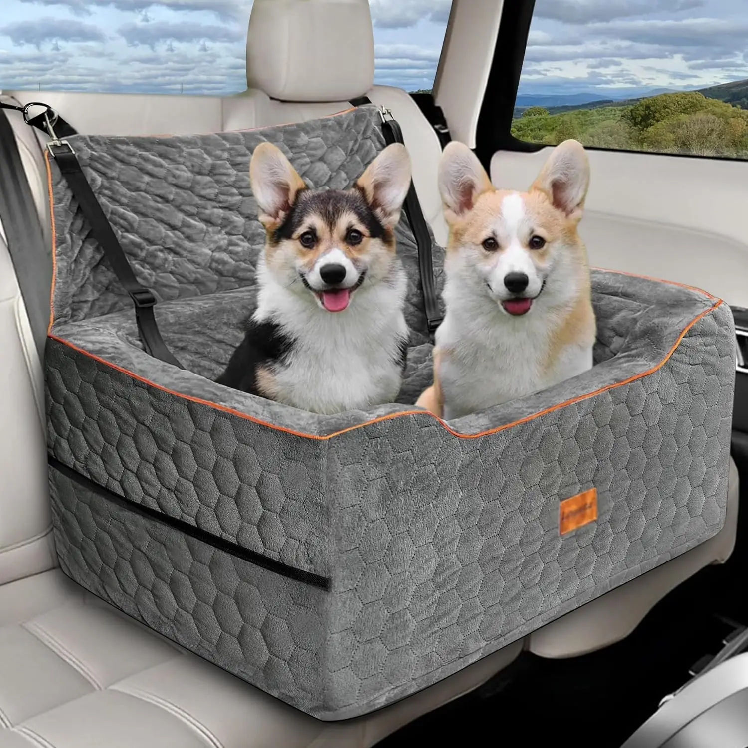 Multi-Functional Car Seat Booster Small Large Dogs 60 Lbs Washable Pet Booster Seat Animal Pattern Cotton Polyester Oxford