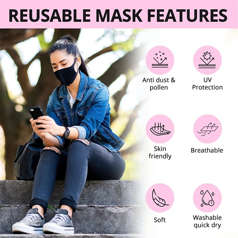 5/10PCS Fashion Solid Earloop Mask Spring Dustproof Washable Reusable Face Mask Unisex Outdoor Travel Breathable Mask