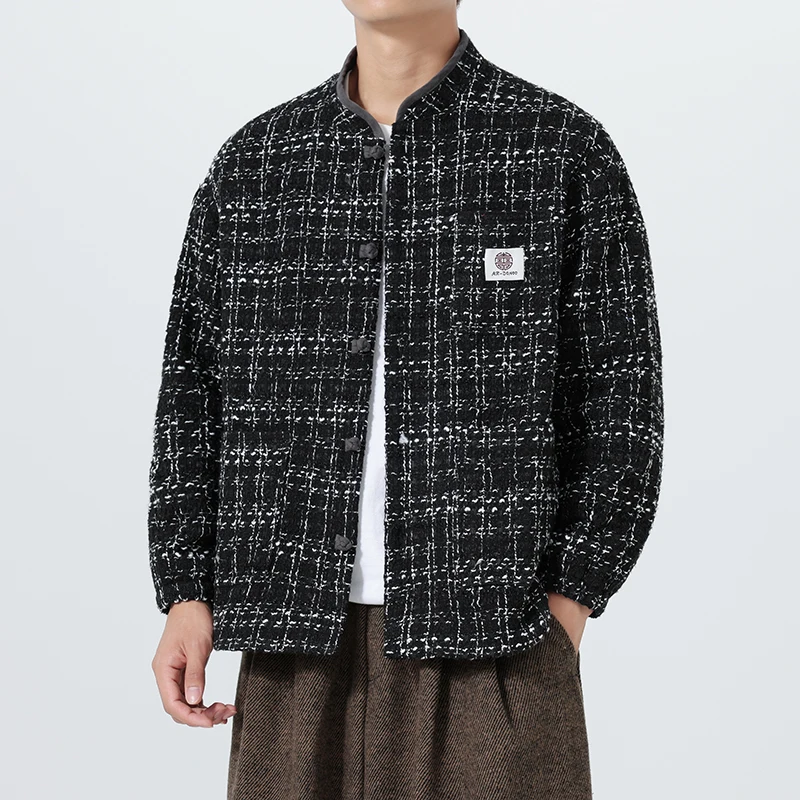 

Jackets Mans Japanese Style Autumn Comfortable Large Size Coats Man Casual Loose Simple Trendy Plaid Outerwear Faionable Jackets