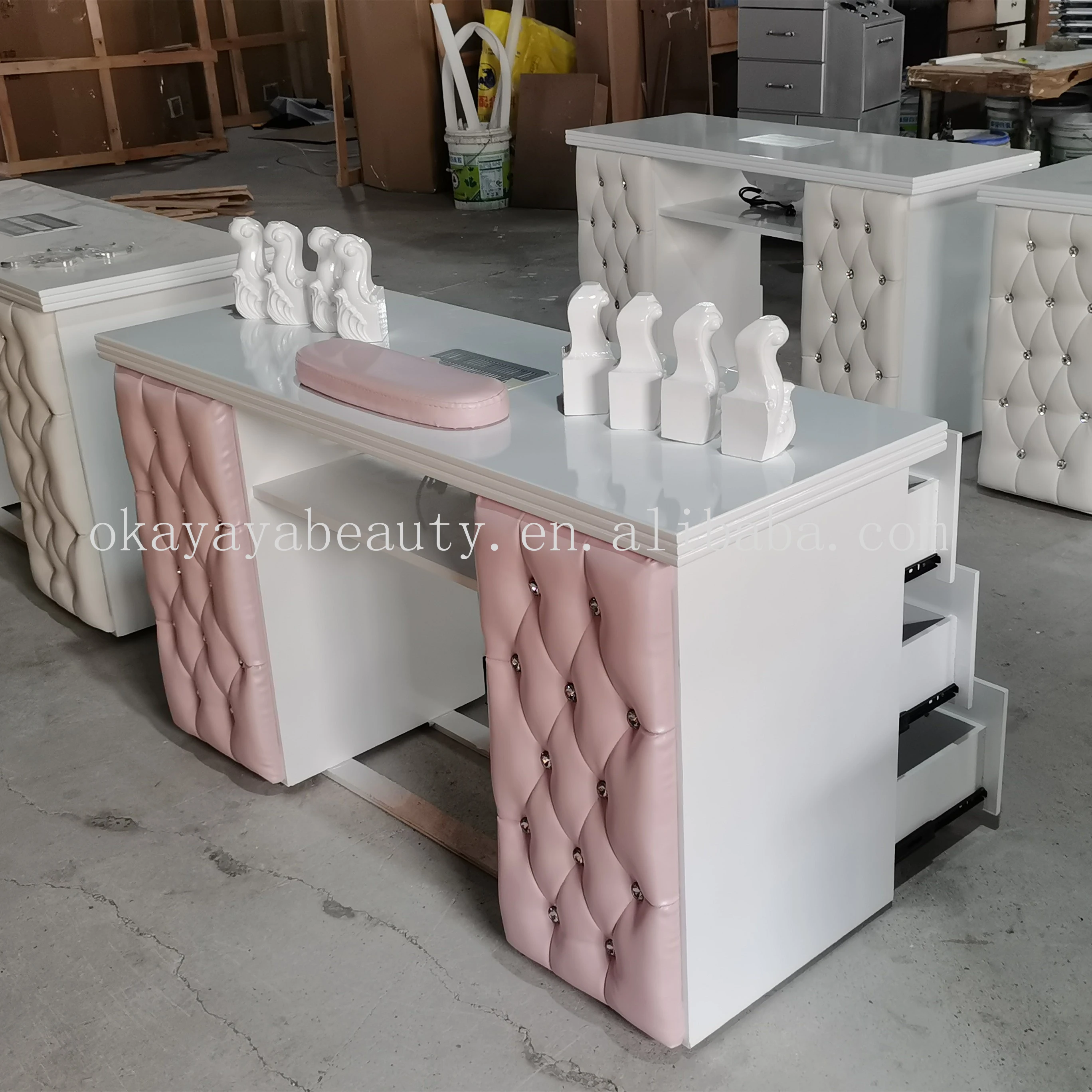 Durable nail equipment manicure tables nail table with exhaust fan for beauty salon furniture