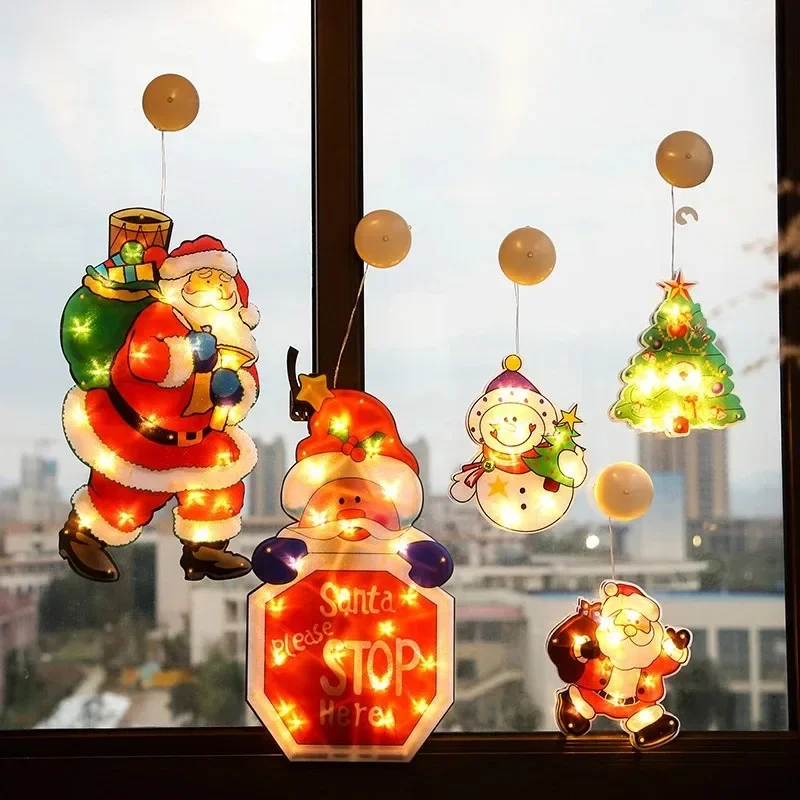Weihnachten Fenster Dekorative Saugnapf Lichter Christmas Window Suction Cup Lights LED Suction Cup Window Hanging Lights image 3
