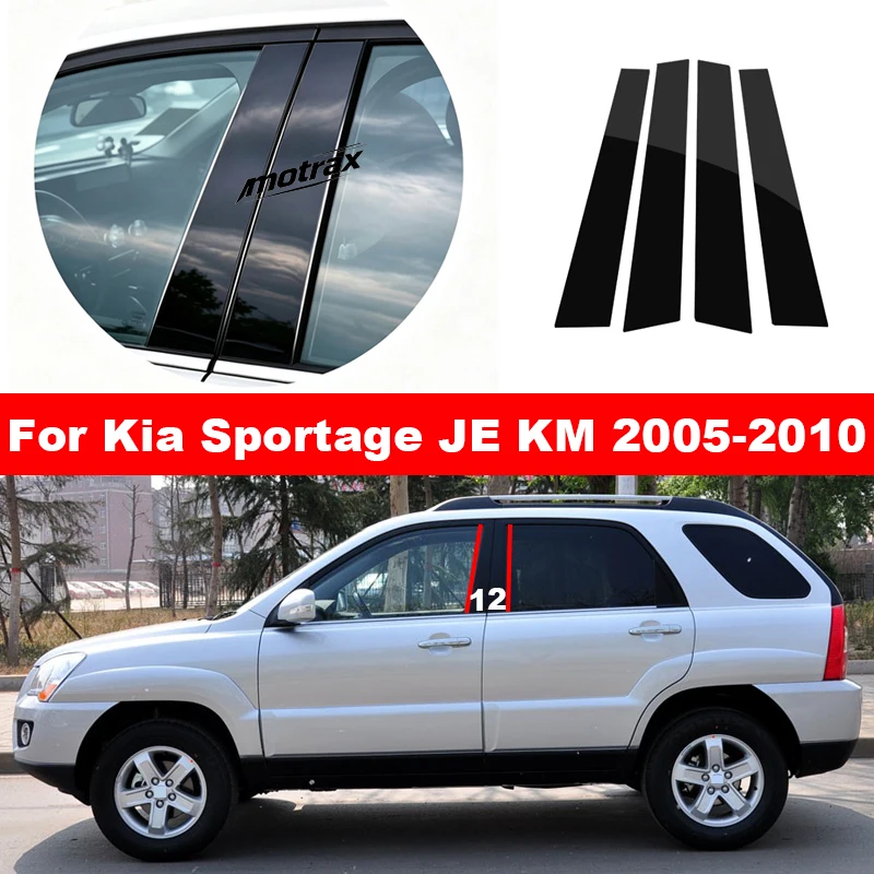 For Kia Sportage JE KM 2005-2010 Car Pillar Posts Door Window Trim Cover Decorative PC Sticker Exterior Parts Accessories