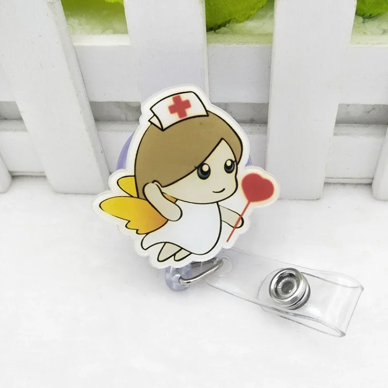 Cartoon Retractable Badge Reel for Medical Workers Doctor Nurse Work Card Display ID Card Holder Hospital Supplies