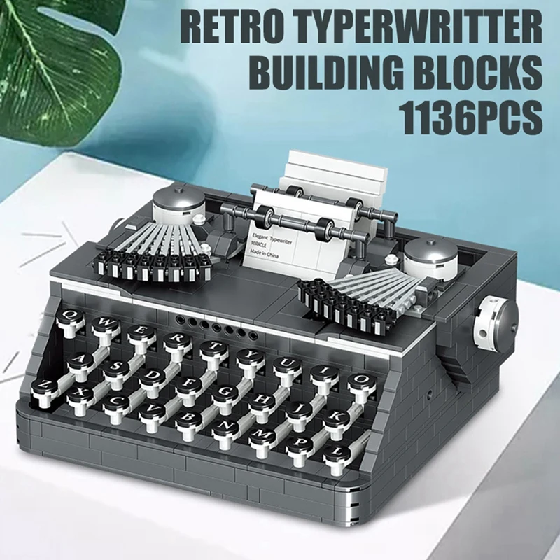 Retro Classic Typewriter Keyboard Toy Mini Size Building Blocks DIY Writing Machine Bricks Toys For Children Gifts