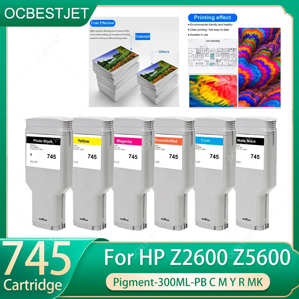 1pc 745 Ink Cartridge Compatible for HP DesignJet Z2600 Z5600 For HP 745 Replacement Ink Cartridge With Pigment Ink 300ML
