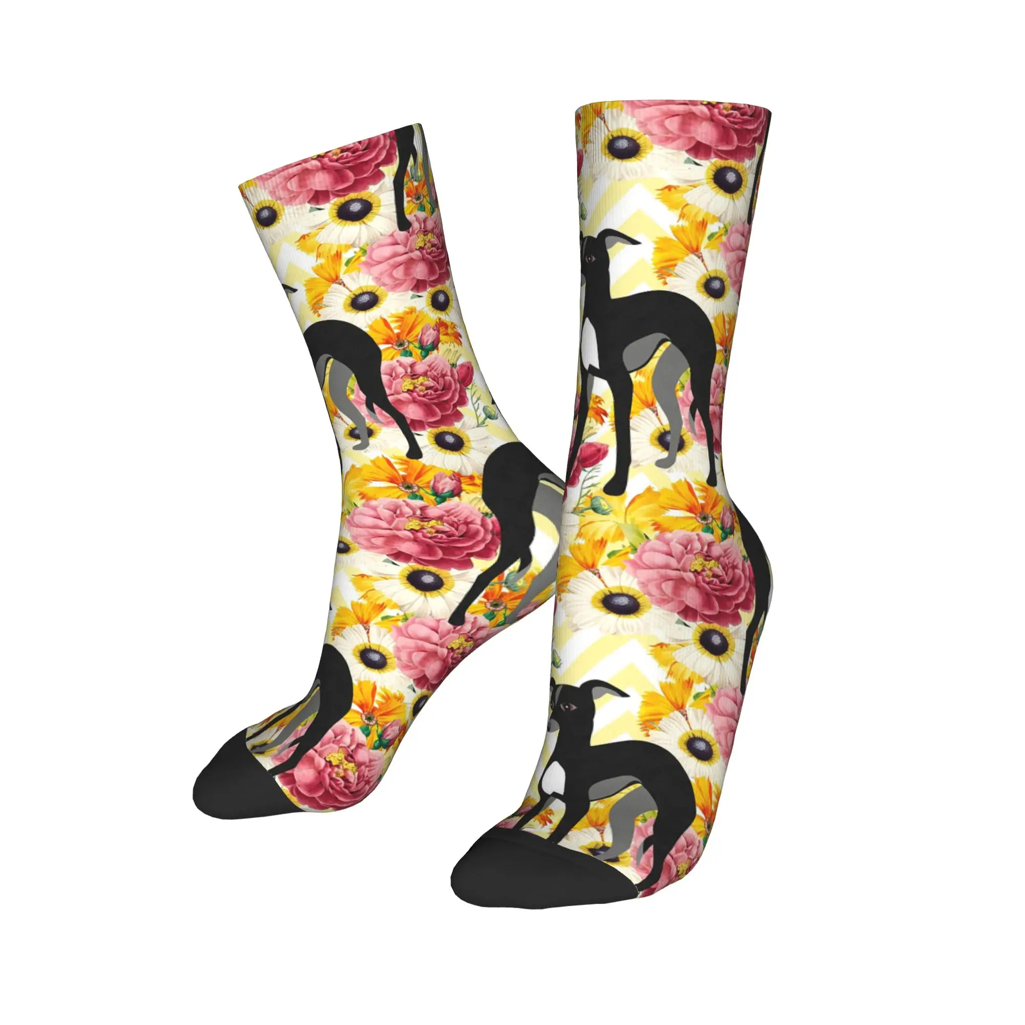 

Носки на все сезоны с рисунком Greyhound Flower Animal Whippet Dog Socks, длинные носки в стиле Harajuku Hip Hop, аксессуары для мужчин и женщин, подарки