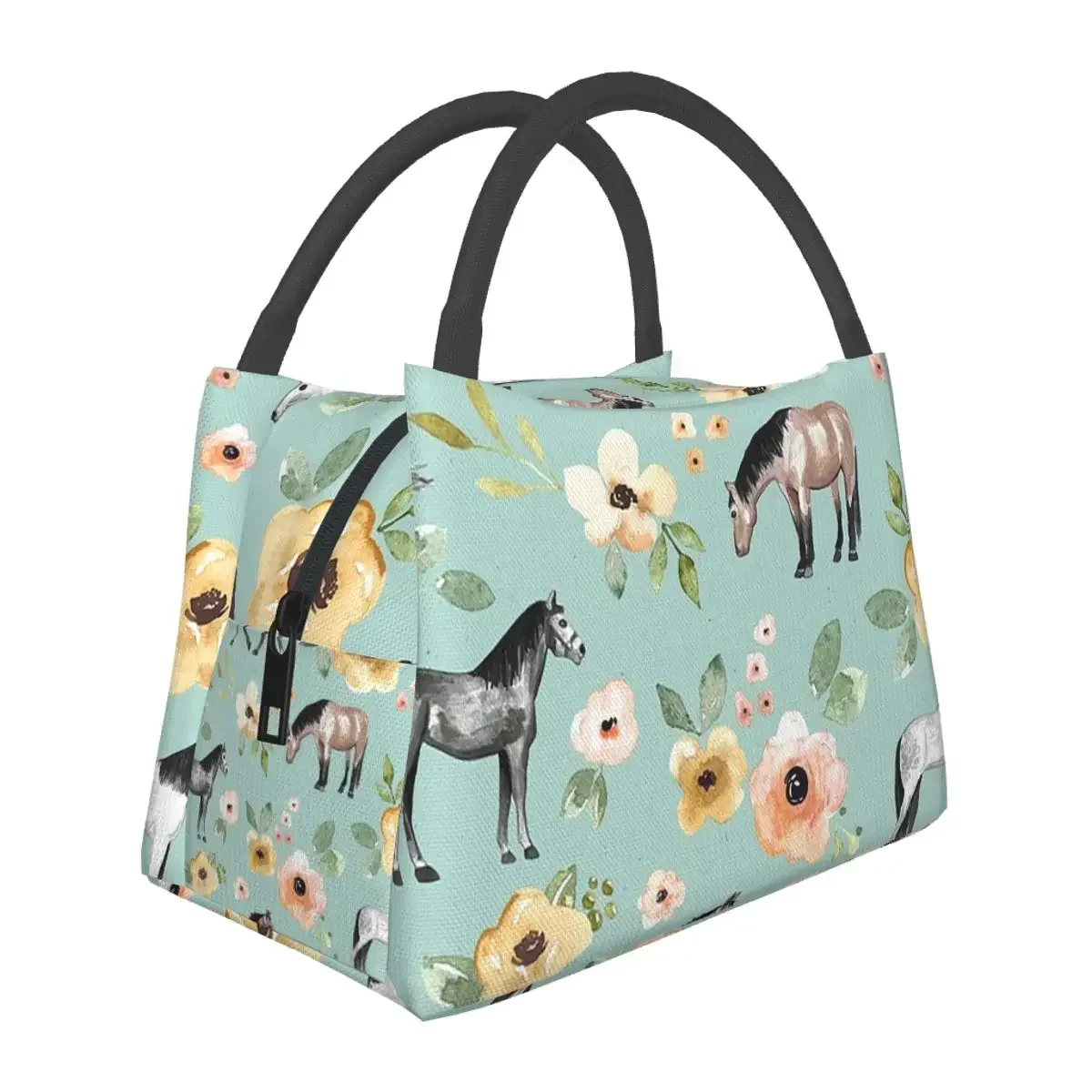 

Ланч-сумки с лошадьми и цветами, изолированная коробка для бенто, Герметичная сумка для еды, сумки для пикника, Термосумка для женщин, детей, для работы
