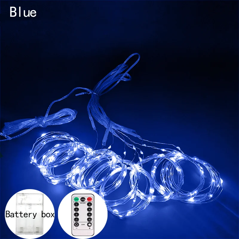 Kerstverlichting String Gordijn Slinger Led String Lights Batterij Box Afstandsbediening Bruiloft Fee Kerstversiering Voor Kamer