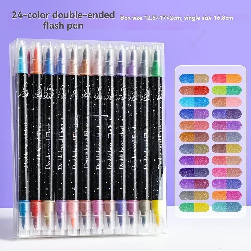 أقلام طلاء أكريليك لامعة برأسين 48/6 ألوان سباركلي ولامعة لطلاء الصخور والحجر والسيراميك والزجاج والخشب والنسيج #6