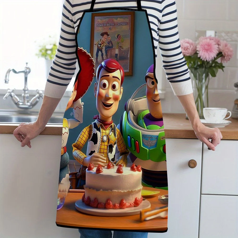 قطعة واحدة من مريلة جيسي وودي لحفلات أعياد الميلاد - تصميم كرتوني ملون مع كعك وديكورات، مثالية للحرف اليدوية والخبز والرسم والتنظيف المنزلي ومستلزمات المطبخ