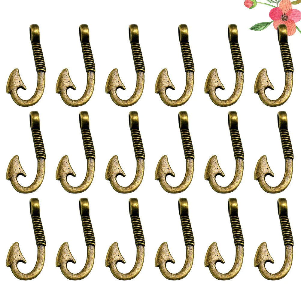 

50Pcs Alloy Fishhook Pendant Vintage Style DIY Necklace Bracelet Jewelry Making Accessories for Creative Fashion Charms