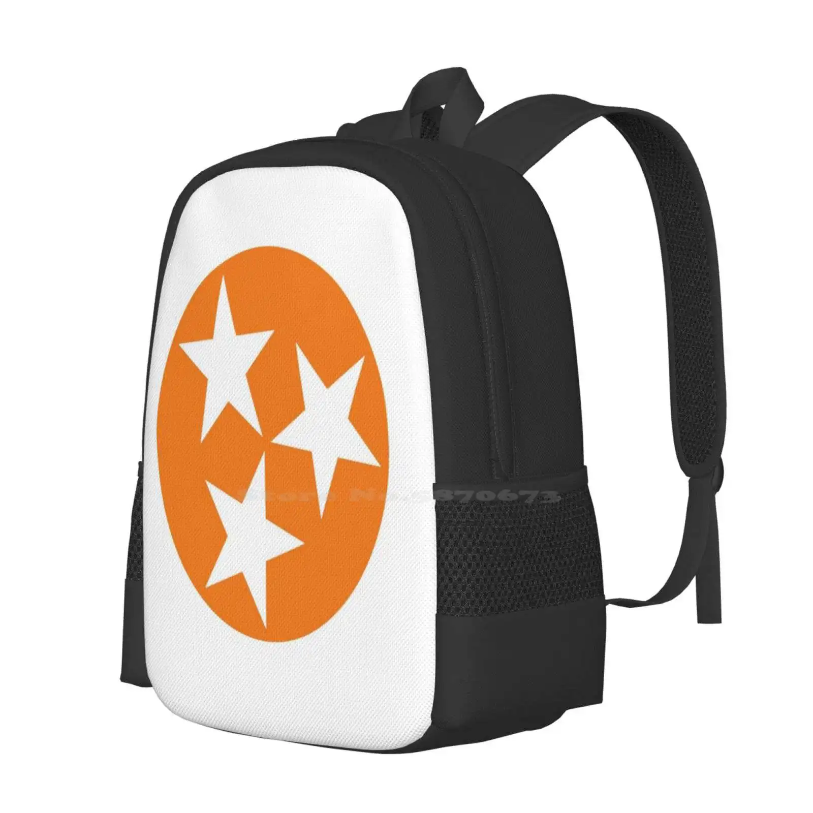 Tennessee Orange Tristar Pattern Design Bag Student'S Backpack Tn Tennessee Orange White Tristar Preppy Utk Go Vols Volunteers