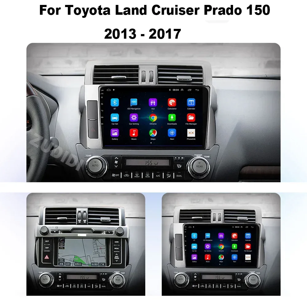 Android 13 Voor Toyota Land Cruiser Prado 150 2013-2017 Auto Radio Multimedia Navigatie koelventilator Scherm Android auto