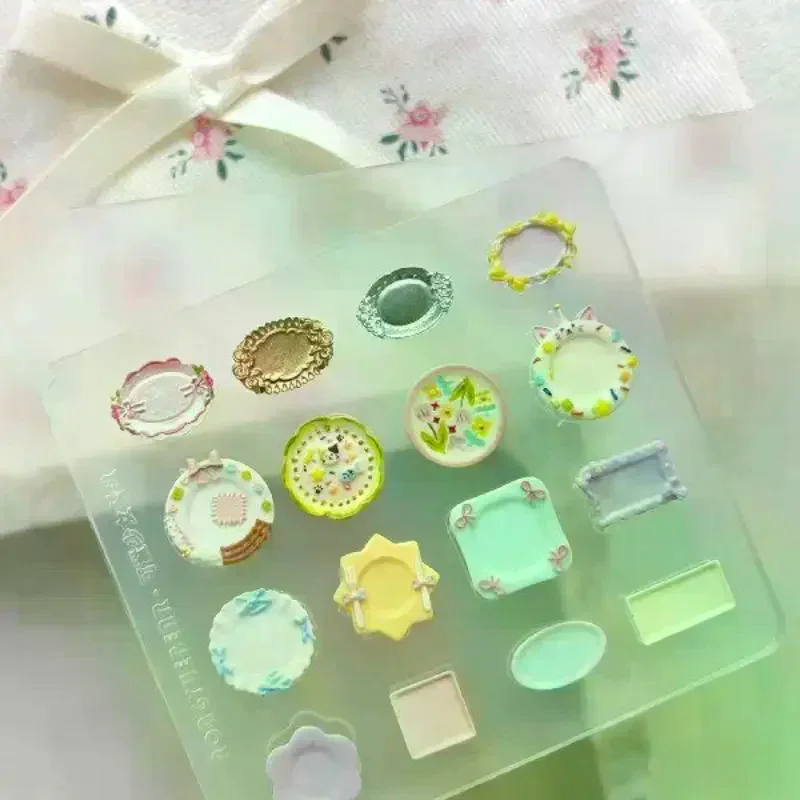 /ACR/Art Mini Dinner Plate Mold 3d Relief Manicure Templates Nail Art Transparent Silicone Nail Mold Nail