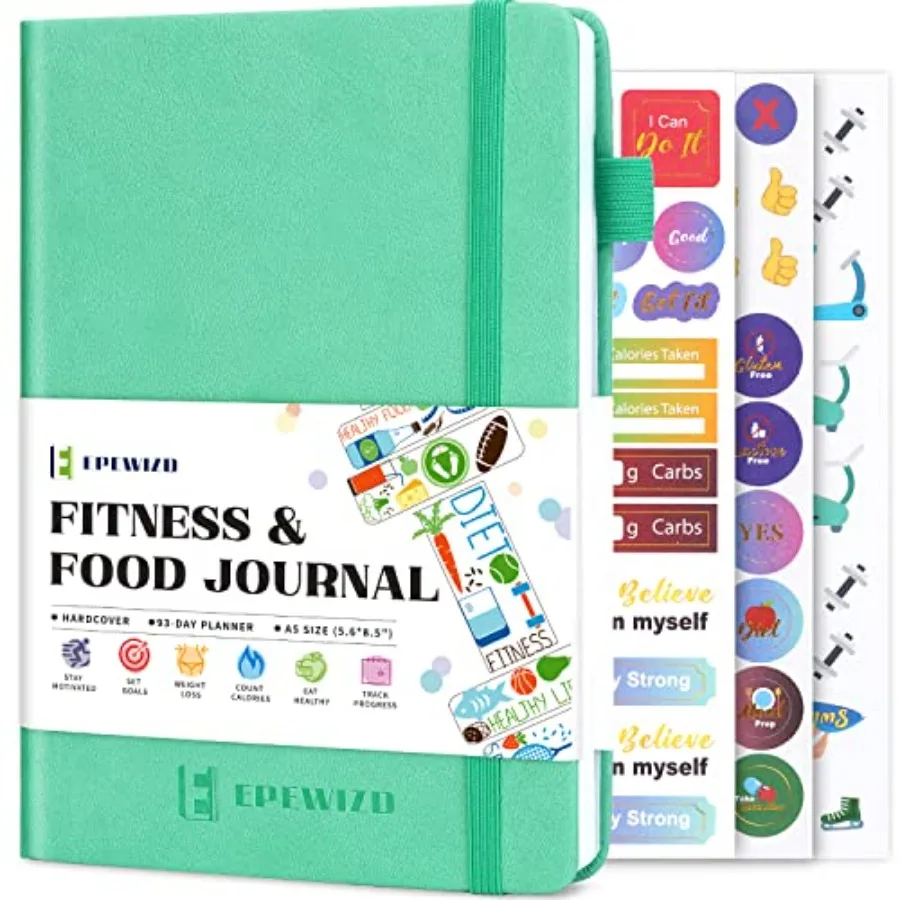 

Food and Fitness Journal Hardcover Wellness Planner Workout Journal for Women Men to Track Meal and Exercise Count Calories Wei