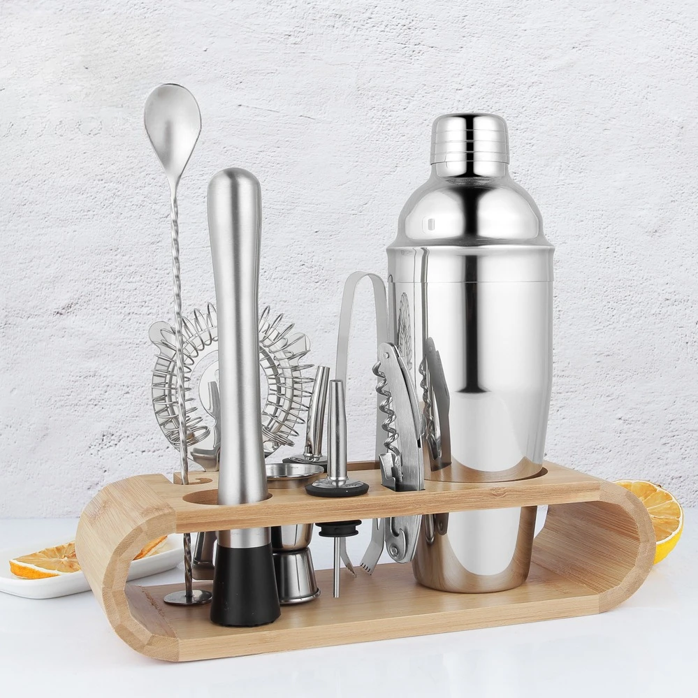 

10-Piece Bartender Kit Bar Tools Cocktail Shaker Set with Stand for Home Bar