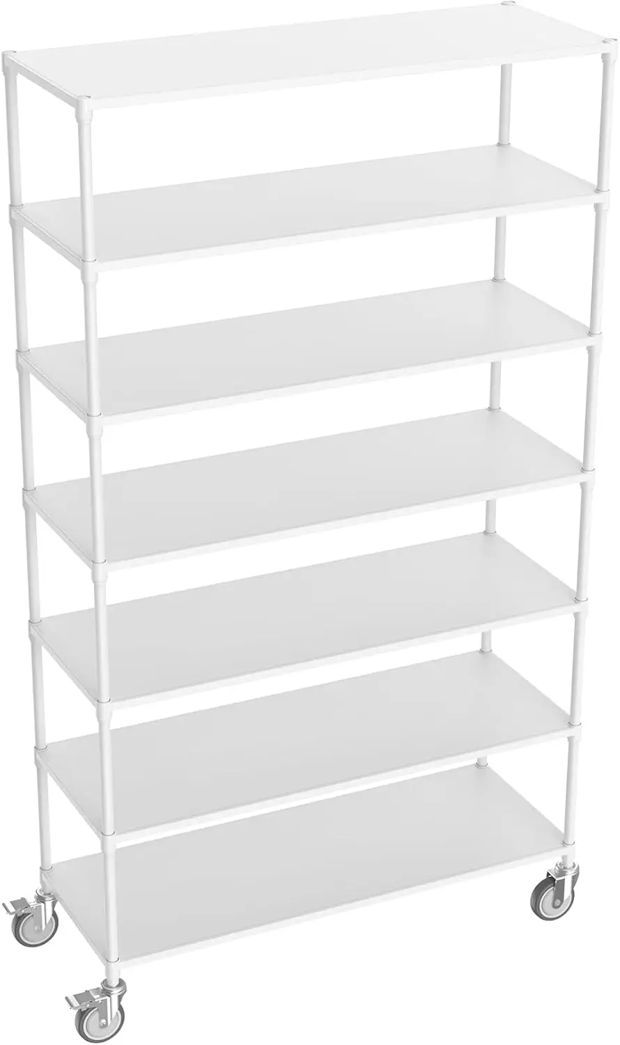 

7 Tier 2800Lbs Capacity Nsf Metal Panel Shelf Shelving Unit - Heavy Duty Adjustable Storage Rack With 5In Wheels/Leveling Feet