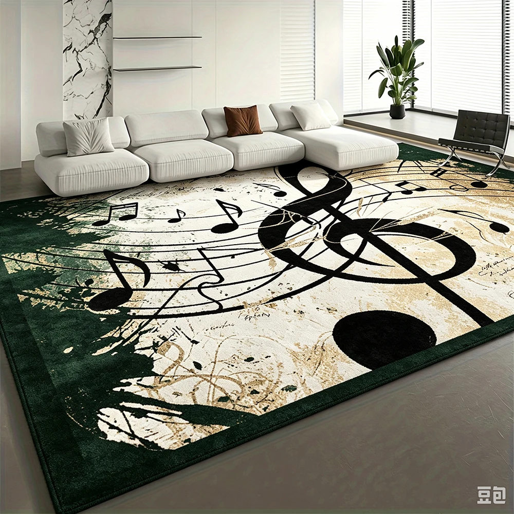 Rug Musical Note Treble Clef Art Print Decorative Floor Carpet for Living Room Music Studio Bedroom Retro Artistic Home Interior