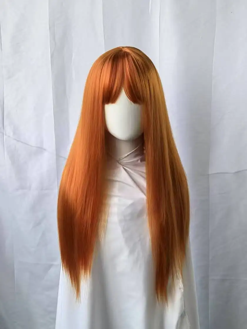 Ladies' Fashionable Full Top Hair Cover, Eye-Catching Long Straight Hair, Air Bangs Wig
