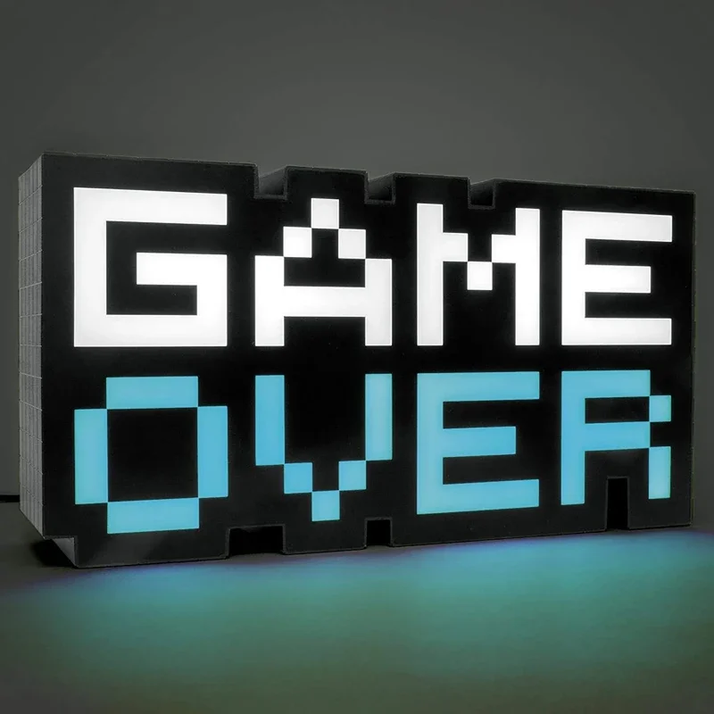 LED GAME OVER Sign Voice Control Game Icon Night Light Colorful Light Acrylic Atmosphere Neon Bar Lamp Club Decorative Ornament