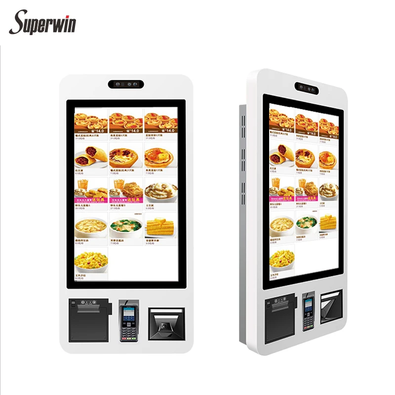 24 inch self service payment kiosk machine in restaurant,cash register kiosk,food ordering kiosk