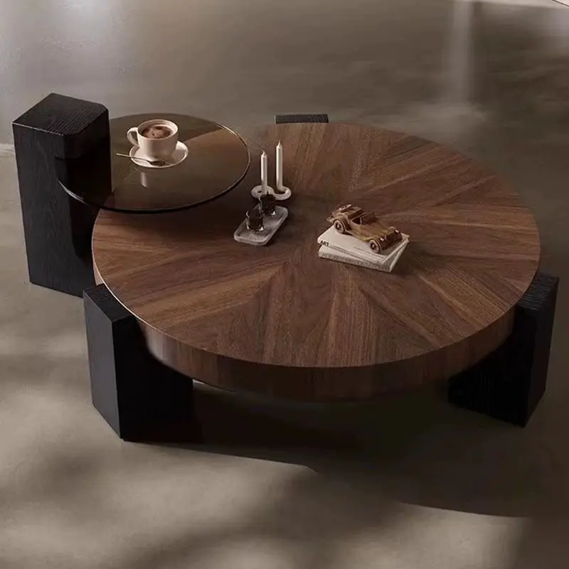 Italian-style solid wood coffee table, minimalist light luxury coffee table combination, small home tea table