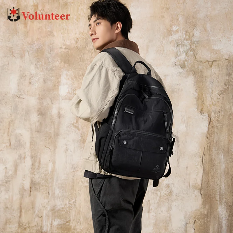 Volunteer Men's Laptop Backpacks Casual Waterproof Travel Black Backpack Daypack Male Large Capacity Quality School Bag 1864-03