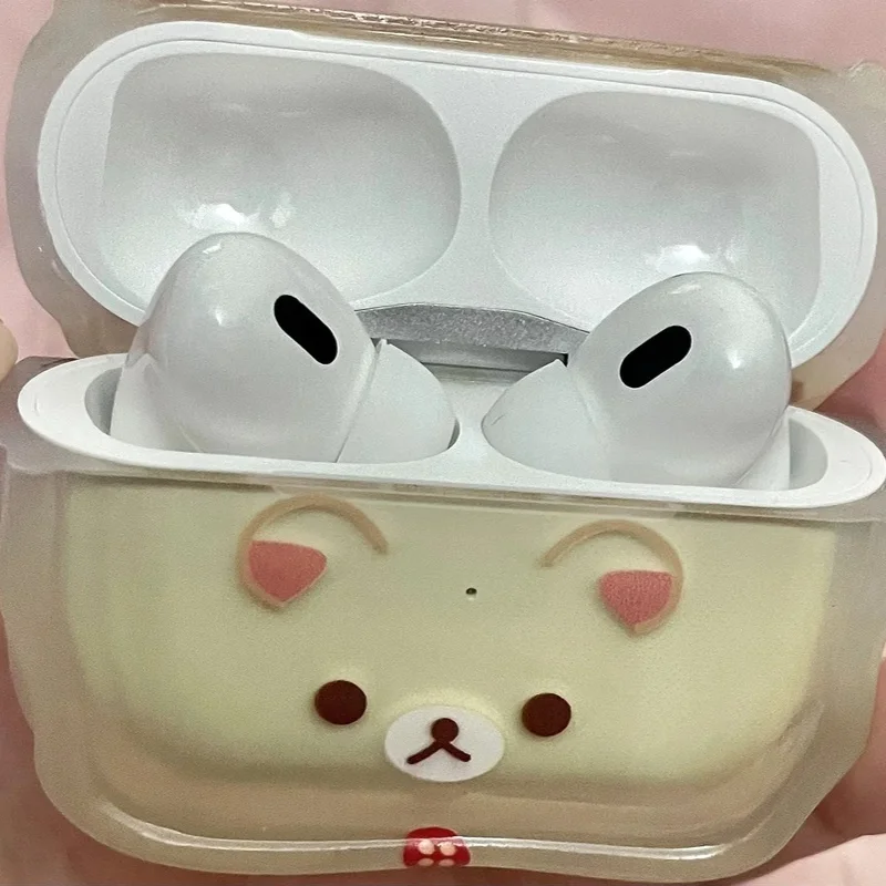 حافظة لطيفة جديدة 2025 على شكل دب كرتوني Airpods غطاء سماعة أذن بلوتوث لاسلكي متوافق مع سماعات Apple pro الجيل الثاني
