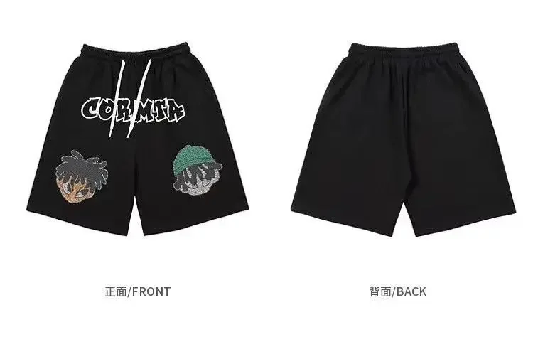 Trendyol-Shorts de sport College de dessins animés pour hommes, Shorts hip-hop décontractés pour hommes, American Y2k, Shorts d'été