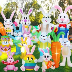 Easter Bunny Inflatable Decorations Blow Up Easter Colorful Eggs Build-in LED DIY Garden Yard Lawn Indoor Outdoor Party Decor
