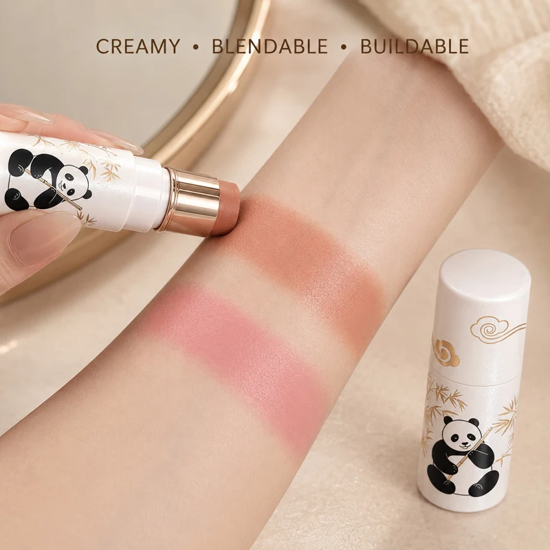 Cream Blush Stick 2 Colors Buildable Blendable Face Blush Natural Flush Long Lasting Lightweight Dewy Cheek Makeup Portable