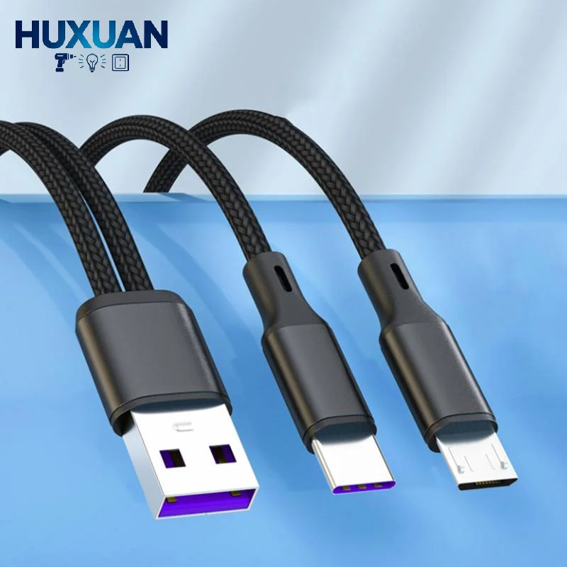 2-in-1 USB C Data Cable 5A Fast Charging Y Splitter Micro USB Cord for   Huawei Android Devices