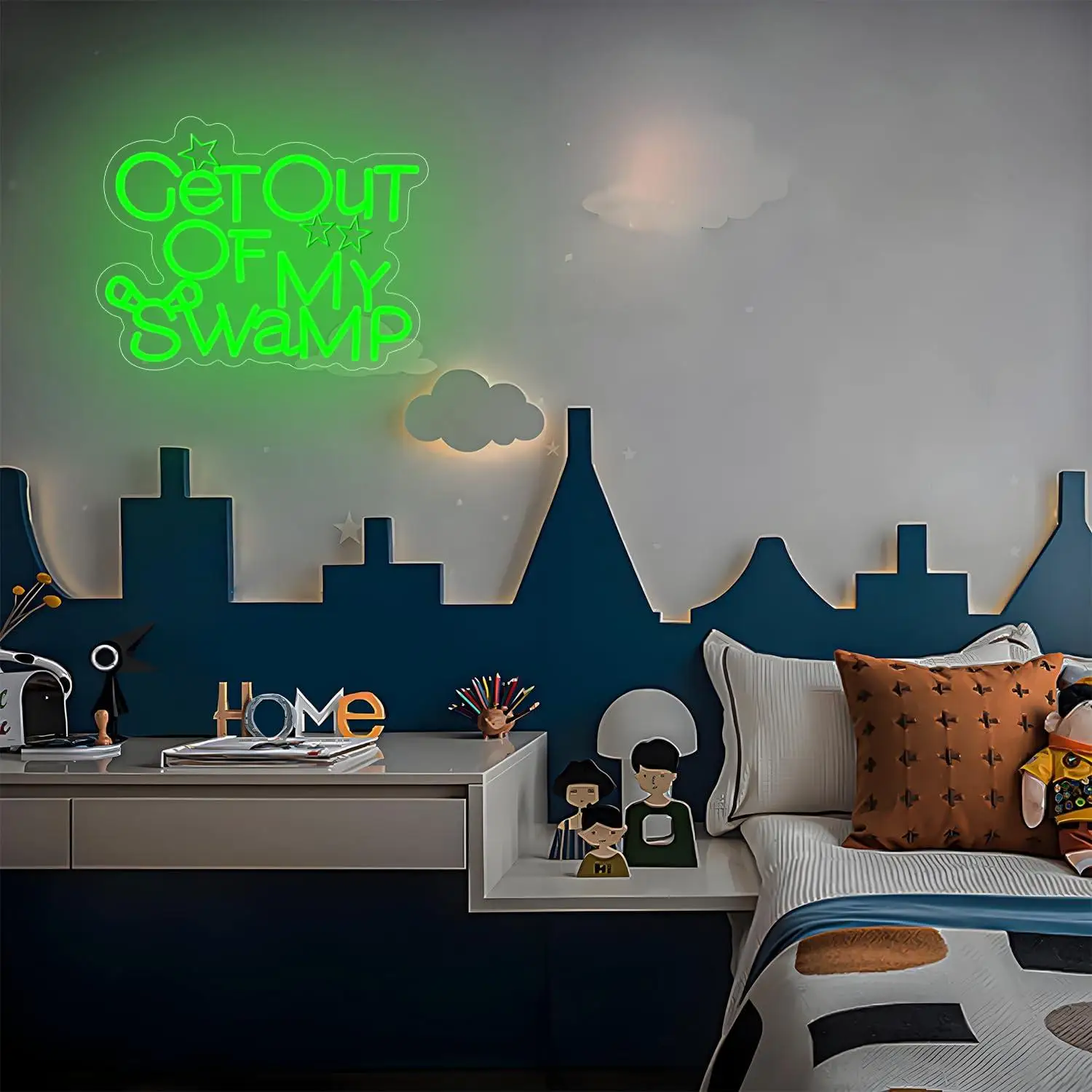 Get Out Of My Swamp Neon Sign Usb Led Dimmable Neon Light For Game Room Bedroom Living Room Wall Decor Funny Quote Ornament