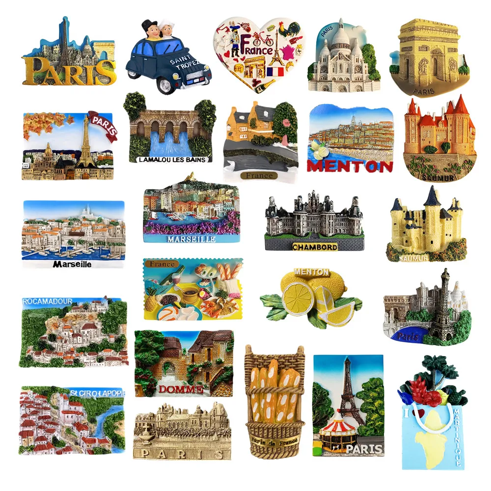 Europe France 3D Fridge Magnet Tourist Souvenirs Refrigerator Magnetic Stickers Travel collection Gift