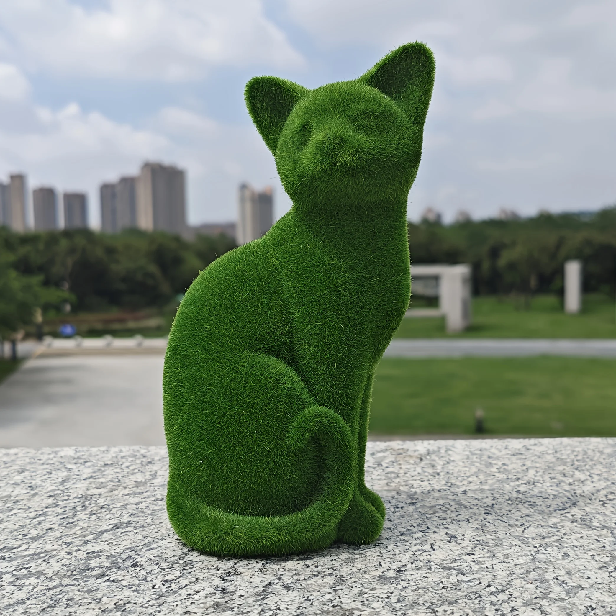Flocked Cat Resin Decorations for Garden Courtyard Balcony Landscape Decoration Cute Animal Ornaments Gifts for Cat Lovers