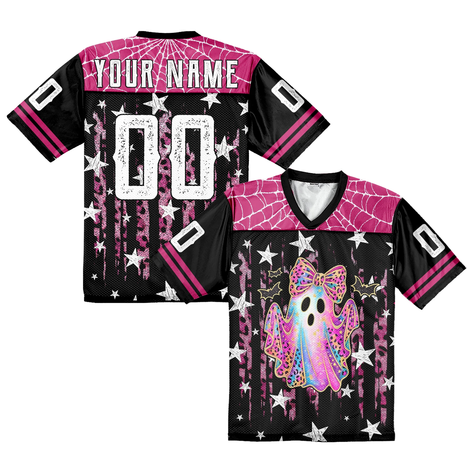 Custom Halloween Party Jersey Personalized Name Number Skeleton Pumpkin Ghost Spooky Football Jersey for Men Women Kids
