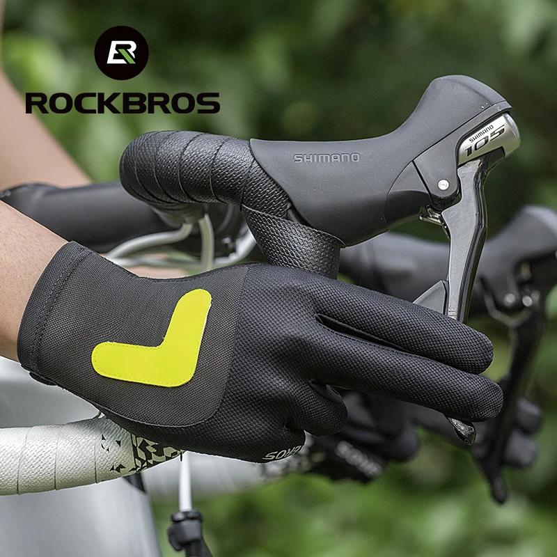 ROCKBROS Cycling Long Finger Gloves Screen Touch Bicycle Gloves Breathable Full Finger MTB Road Motorcycle Gloves Bike Equipment