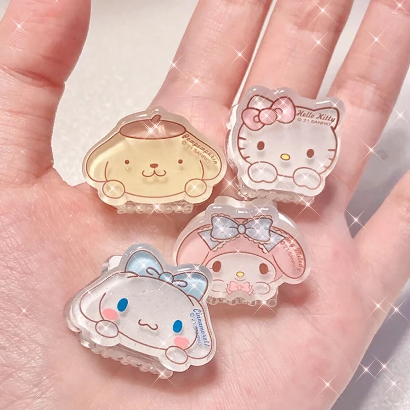 1PC Kids Xmas Birthday Gift Hello Kitty Sanrio Hair Claws For Women Kuromi Melody Grab Clip Girl Cinnamoroll Acrylic Shark Clip