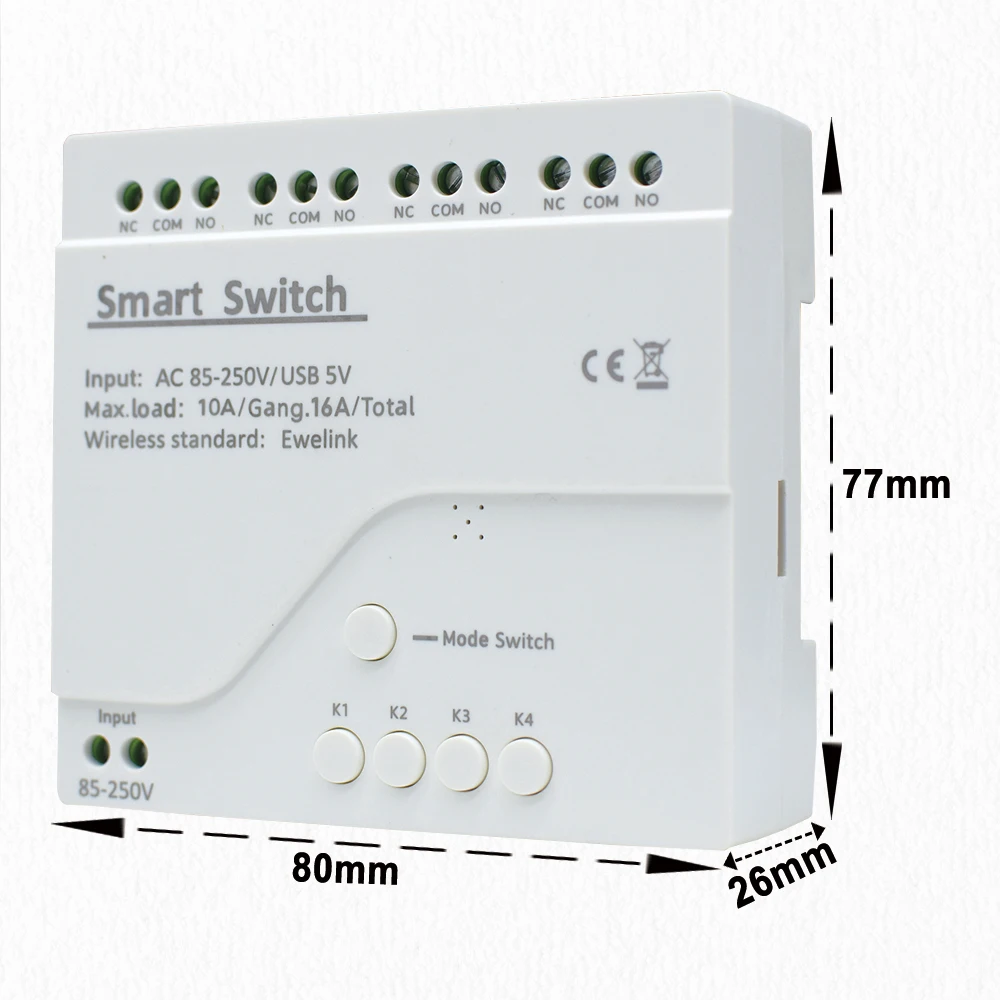 eWelink Smart Switch 1/2/4 Channel Wifi Relay Rolling Door Switch DC AC 12V 24V 220V Motor Curtain Switch Inching Self-locking