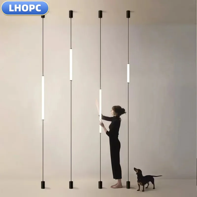 Italian design bedroom headboard LED floor lamp acrylic long line lamp modern black hotel living room decorative LED floor lamp