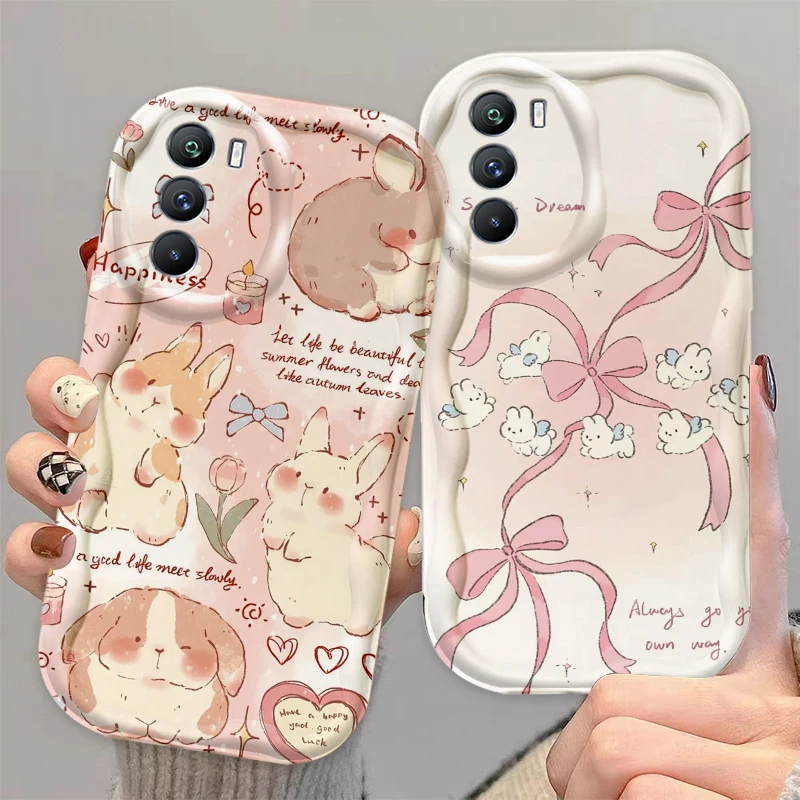 Butterfly Pink Rabbit Cute For Xiaomi Mi 14 12 12T 11 Lite Poco M6 X6 X5 X4 X3 M3 F4 Pro GT NFC 5G Wave Oil Soft Phone Case