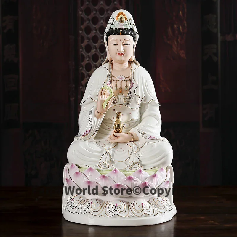 30CM 5A high grade Porcelain GUAN YIN PU SA BUDDHA home Altar shop Worship efficacious Talisman family Goddess Mascot statue