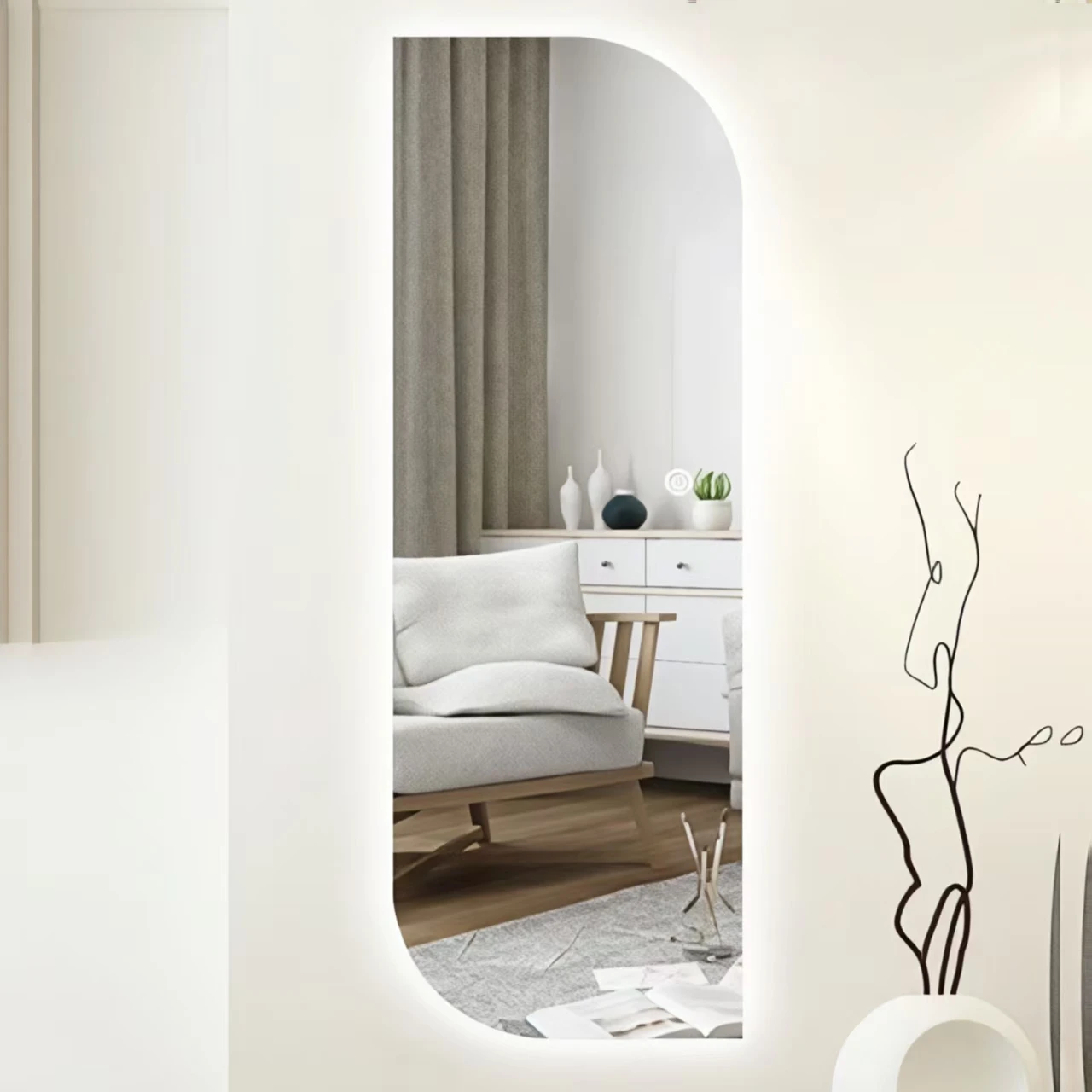 Tri-Color Dimmable LED Makeup Mirror Irregular Wall Mounted Vanity Mirror For Bathroom Dressing Table Bedroom