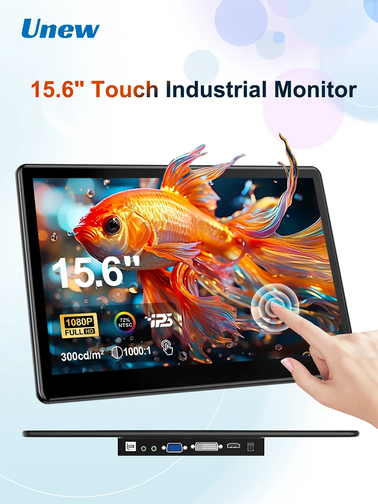 Unew Premium 15,6 inch touchscreenmonitor 1080P FHD |   Multi-Input VGA/USB/AV/HDMI Tweede scherm Touchscreen 1920x1080 VESA 75*75mm